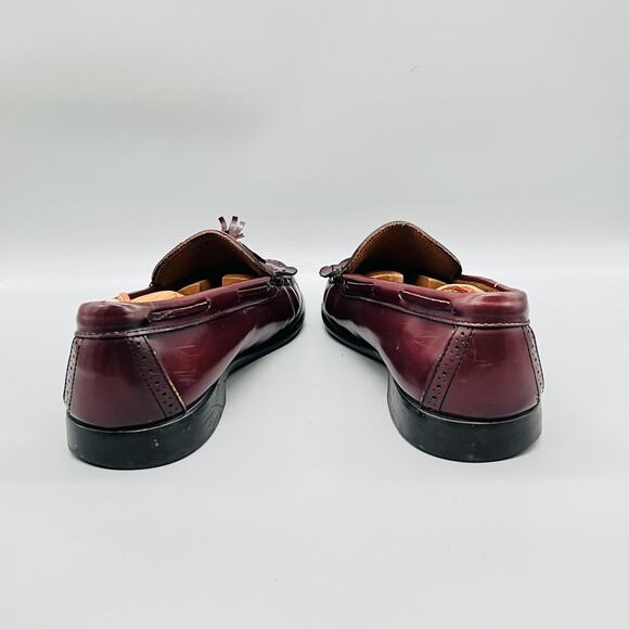 GH Bass & Co Shoes Mens 12 Red Leather Kiltie Tassel Loafers Slip On Vtg USA main image 9